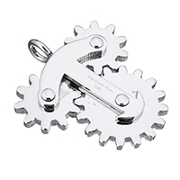 Jóias Pingentes de aço inoxidável, Gear Wheel, com padrão de carta, cor original, 39x43x7mm, Buraco:Aprox 5mm, vendido por PC