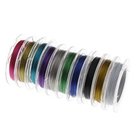 Tigrasta repna žica, Tiger Tail Wire, s plastična kalem, elektroforeza, miješana boja, 0.38mm, Dužina Približno 10 m, 10Špule/Torba, Prodano By Torba