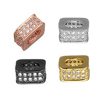 Cubic Zirconia Micro Pave Brass Europeo Bead, metal, chapado, micro arcilla de zirconia cúbica & sin rosca, más colores para la opción, libre de níquel, plomo & cadmio, 8x4x8mm, agujero:aproximado 4.7mm, 20PCs/Grupo, Vendido por Grupo