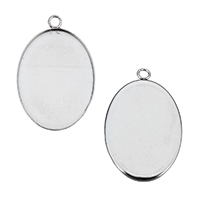 Rostfritt Stål hänge Inställning, ROSTFRITT STÅL, Flat Oval, ursprungliga färgen, 22.50x35x1.50mm, Hål:Ca 2.5mm, Innerdiameter:Ca 22x30mm, Säljs av PC