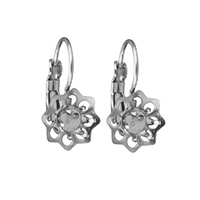 Stainless Steel Lever Back Earring Component Flower original color Inner Approx 4mm Sold By Lot