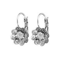 Stainless Steel Lever Back Earring Component Flower original color Inner Approx 4mm Sold By Lot