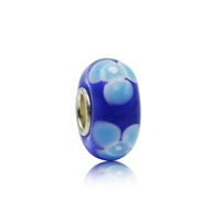 Χάντρες Lampwork European στυλ, Γυάλινα, Rondelle, χειροποίητο, διπλού πυρήνα ορείχαλκο χωρίς troll & μεγάλη οπή, 18x15mm, Τρύπα:Περίπου 5mm, 100PCs/τσάντα, Sold Με τσάντα