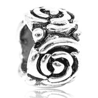 Zink Alloy European Pärlor, Blomma, antik silver pläterad, utan troll, leda & kadmiumfri, 5x7mm, Hål:Ca 4-4.5mm, Säljs av PC