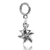 European Stíl Sinc Alloy Pendants, Starfish, dath airgid antique plátáilte, gan troll, luaidhe & caidmiam saor in aisce, 10x30mm, Poll:Thart 4-4.5mm, Díolta De réir PC