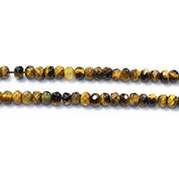 Tiger Eye perle, Rondelle, prirodan, faceted, 4x6x6mm, Rupa:Približno 1mm, Dužina Približno 15 inčni, 3pramenovi/Lot, Približno 90računala/Strand, Prodano By Lot