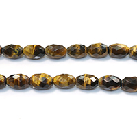 Contas de olho de tigre, Oval, naturais, facetada, 14.50x9.50x9.50mm, Buraco:Aprox 1mm, comprimento Aprox 16 inchaltura, 3vertentespraia/Lot, Aprox 28PCs/Strand, vendido por Lot