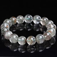 Unisex Bracelet Phantom Quartz Round natural Length Approx 6.5 Inch Sold By Bag