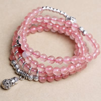 Rose Quartz Βραχιόλι, με Red Agate & Λευκός Αχάτης & Κράμα ψευδάργυρου, Κολοκύνθη, αντίκες χρώμα επάργυρα, φυσικό & για τη γυναίκα & 4-κλώνου, 6mm, Μήκος Περίπου 22 inch, 2Σκέλη/τσάντα, Sold Με τσάντα