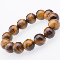 Men Bracelet Tiger Eye Round natural & for man Length Approx 6.5 Inch Sold By Bag