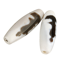 Naturliga tibetanska agat Dzi Pärlor, Oval, Kuanyin & två ton, Grade A, 38x12x12mm, Hål:Ca 2mm, Säljs av PC