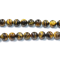 Tiger Eye perle, Krug, prirodan, različite veličine za izbor, ocjena AB, Rupa:Približno 0.5-1.5mm, Dužina Približno 15.5 inčni, Prodano By Lot