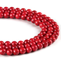 Turquesa sintética grânulos, miçangas, Roda, tamanho diferente para a escolha, vermelho, Buraco:Aprox 1mm, vendido para Aprox 15.5 inchaltura Strand