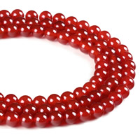 Prirodni Red ahat perle, Red Agate, Krug, različite veličine za izbor, Rupa:Približno 1mm, Prodano Per Približno 15.5 inčni Strand