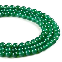 Prirodni Zeleni ahat perle, Green Agate, Krug, različite veličine za izbor, Rupa:Približno 1mm, Prodano Per Približno 15.5 inčni Strand