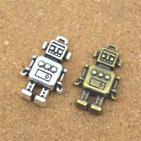 Ciondoli in lega di zinco, lega in zinco, Robot, placcato, nessuno, assenza di nichel,piombo&cadmio, 11x18x5mm, Foro:Appross. 1.5mm, 50PC/lotto, Venduto da lotto