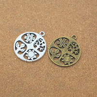 Alliage de zinc plate ronde pendentifs, Plat rond, Placage, creux, plus de couleurs à choisir, protéger l'environnement, sans nickel, plomb et cadmium, 24x28x2mm, Trou:Environ 1.5mm, 100PC/lot, Vendu par lot