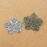 Zinklegierung Blume Anhänger, plattiert, hohl, keine, frei von Nickel, Blei & Kadmium, 55x53x2mm, Bohrung:ca. 1.5mm, 50PCs/Menge, verkauft von Menge