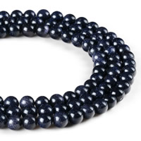 Blue Goldstone Kraal, Ronde, synthetisch, verschillende grootte voor keus, Gat:Ca 1mm, Per verkocht Ca 15 inch Strand