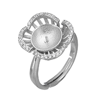 925 Sterling Silver Feistí suite Ring, Flower, micrea réiteach zirconia ciúbach, 14x15x5mm, 0.7mm, Méid:6.5, 3ríomhairí pearsanta/Lot, Díolta De réir Lot