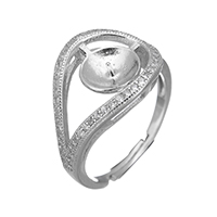 925 Sterling Silver Fästen Ring, micro bana cubic zirconia, 13x4mm, 0.6mm, Storlek:6, 5PC/Lot, Säljs av Lot