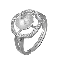 925 Sterling Silver Kování Ring, Květina, micro vydláždit kubické zirkony, 14x3.5mm, 0.7mm, Velikost:6, 5PC/Lot, Prodáno By Lot