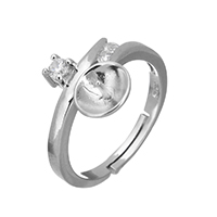 925 Sterling Silver Fästen Ring, micro bana cubic zirconia, 12.5x4.5mm, 0.7mm, Storlek:6.5, 5PC/Lot, Säljs av Lot