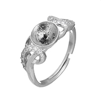 925 Sterling Silver Fästen Ring, micro bana cubic zirconia, 7x2.5mm, 0.8mm, Storlek:6.5, 5PC/Lot, Säljs av Lot