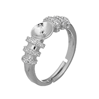 925 Sterling Silver Fästen Ring, micro bana cubic zirconia, 6.5x4.5mm, 0.8mm, Storlek:6.5, 5PC/Lot, Säljs av Lot