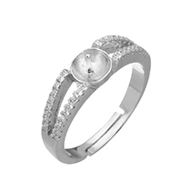 925 Sterling Silver Ring Kiinnikkeet, Micro Pave kuutiometriä zirkonia, 5x4mm, 0.7mm, Koko:6, 5PC/erä, Myymät erä