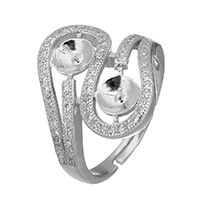 925 Sterling Silver Kování Ring, micro vydláždit kubické zirkony, 18x4mm, 0.6mm, Velikost:6.5, 3PC/Lot, Prodáno By Lot