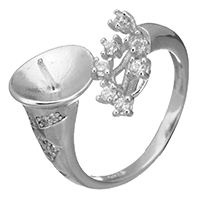 argent sterling 925 supports de bague, ouvert & pavé de micro zircon, 18mm, 0.8mm, Taille:7, 3PC/lot, Vendu par lot