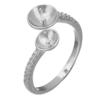 925 Sterling Silver Fästen Ring, öppet & micro bana cubic zirconia, 5x5mm, 17x5mm, 0.8mm, Storlek:5.5, 5PC/Lot, Säljs av Lot