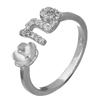 925 Sterling Silver Feistí suite Ring, oscailte & micrea réiteach zirconia ciúbach, 6.5x2mm, 0.7mm, Méid:6, 5ríomhairí pearsanta/Lot, Díolta De réir Lot