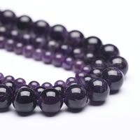 Granos Amethyst naturales, amatista, Esférico, Birthstone de febrero & diverso tamaño para la opción, agujero:aproximado 1mm, Vendido para aproximado 15 Inch Sarta