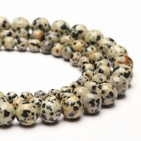 Dalmatian Bead, Rund, syntetisk, olika storlek för val, Hål:Ca 1mm, Såld Per Ca 15 inch Strand