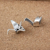 Bijoux de perles en alliage de Zinc , Mille grues en Origami, Plaqué de couleur d'argent, protéger l'environnement, sans nickel, plomb et cadmium, 16x21x8mm, Trou:Environ 1.5mm, 100PC/lot, Vendu par lot