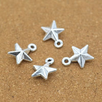 Cink Alloy Star Privjesak, Zvijezda, starinski srebrne boje pozlaćen, nikal, olovo i kadmij besplatno, 12x15x5mm, Rupa:Približno 1.5mm, 100računala/Lot, Prodano By Lot