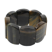 Természetes Tiger Eye karkötő, Téglalap, 45x27x10mm, Naponta eladott Kb 8.7 inch Strand