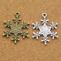 Zinc Alloy Flower Pendler, Snowflake, forgyldt, Julen smykker, flere farver til valg, nikkel, bly & cadmium fri, 22x29x2mm, Hole:Ca. 1.5mm, 100pc'er/Lot, Solgt af Lot