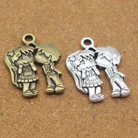 Character Shaped Zinc Alloy Pendants, liga de zinco, Casal, banhado, Mais cores pare escolha, níquel, chumbo e cádmio livre, 24x31x3mm, Buraco:Aprox 1.5mm, 50PCs/Lot, vendido por Lot