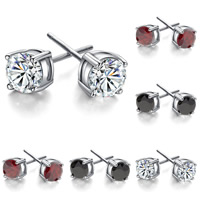 Cubic Zircon ( CZ ) Stud Earring, Mässing, platina pläterad, med cubic zirconia, fler färger för val, nickel, bly och kadmium gratis, 6mm, Säljs av Par