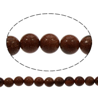 Goldstone Gyöngyök, Kerek, természetes, különböző méretű a választás, Lyuk:Kb 1mm, Naponta eladott Kb 15 inch Strand