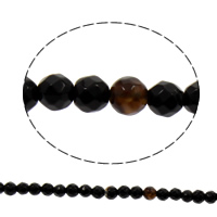 Prirodni Crna ahat perle, Crna Agate, prirodan, faceted, 5mm, Rupa:Približno 1mm, Približno 74računala/Strand, Prodano Per Približno 15 inčni Strand