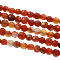 Naturlig röd agat pärlor, Red Agate, olika storlek för val & fasetterad, Hål:Ca 1mm, Såld Per Ca 15 inch Strand