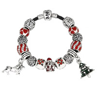 Pulsera de Navidad, aleación de zinc, con cable de piel de vaca, palabra amor, chapado, pulsera del encanto & longitud diferente para la opción & Joyas de Navidad & con el patrón de la letra & para mujer & esmalte & con diamantes de imitación, libre de níquel, plomo & cadmio, Vendido por Sarta