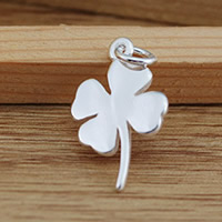 Djetelina privjesak mesing, Četiri Leaf Clover, real posrebrena, dovesti i kadmija besplatno, 20x18mm, Rupa:Približno 3mm, Prodano By PC