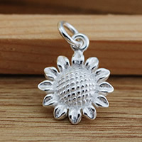 Brass Jewelry Pendants Sunflower real silver plated lead & cadmium free Approx 2.5-3mm Sold By PC