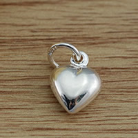 Pendentifs coeur en laiton, Plaqué d'argent, sans plomb et cadmium, 8.5x11mm, Trou:Environ 2.5-3mm, Vendu par PC