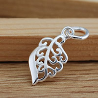 Mässing Smycken Hängen, Leaf, äkta silver plated, leda & kadmiumfri, 13.50x8x15mm, Hål:Ca 2.5-3mm, Säljs av PC